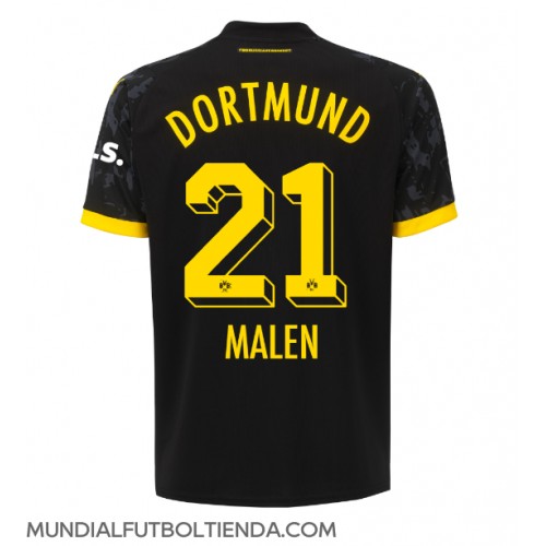 Camiseta Borussia Dortmund Donyell Malen #21 Segunda Equipación Replica 2023-24 mangas cortas